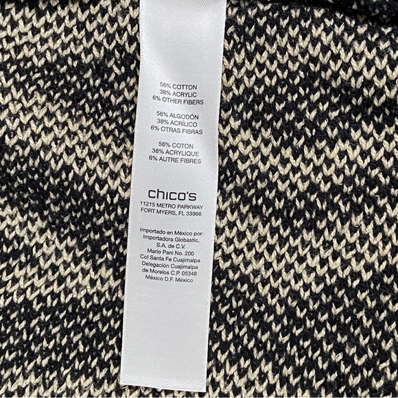 Chico's Black Gold Sparkle Open Asymmetric Geometric Tribal Cardigan 2 Large - Picture 10 of 13